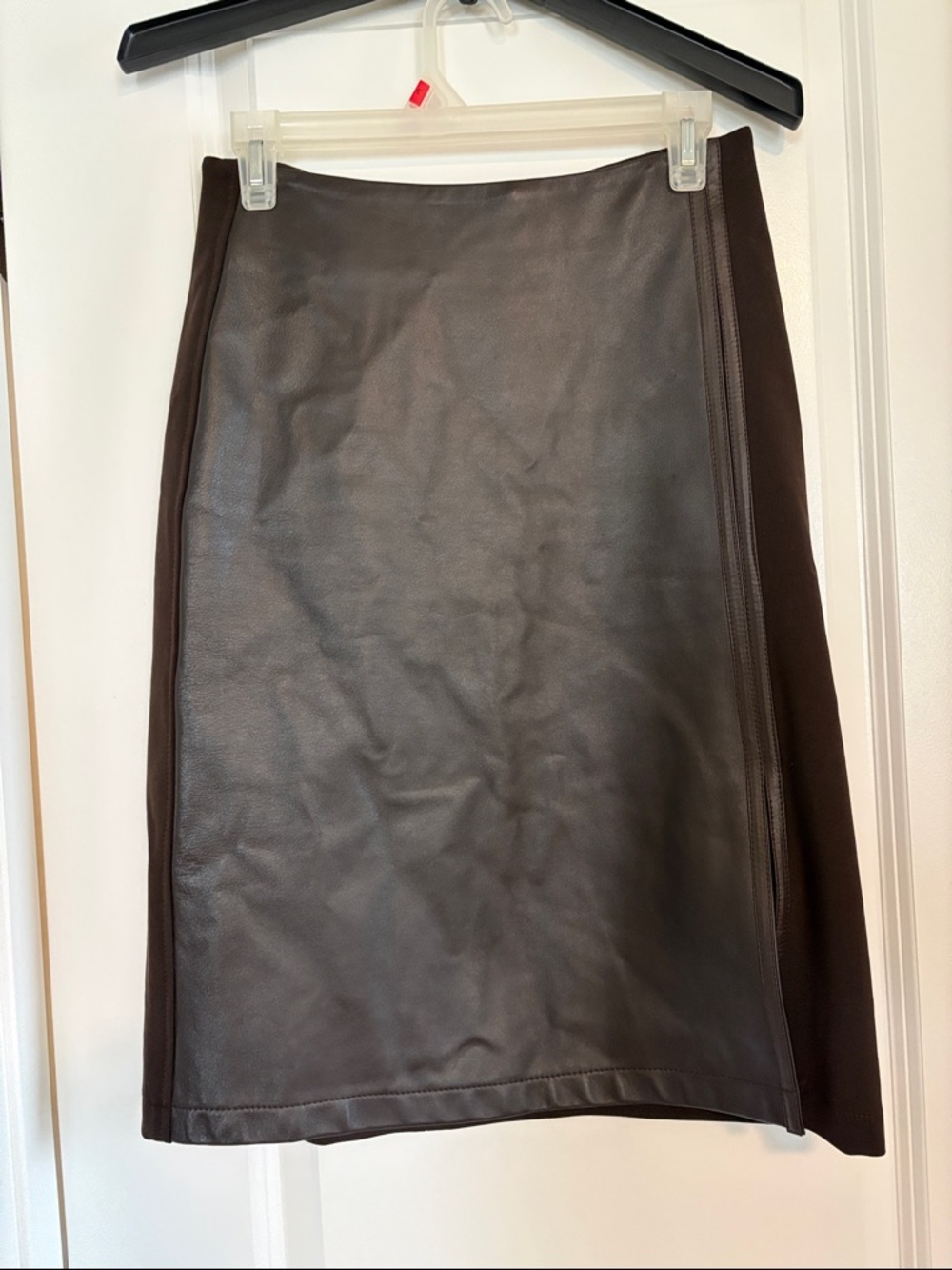 Women's Dark Brown Leather Pencil Skirt